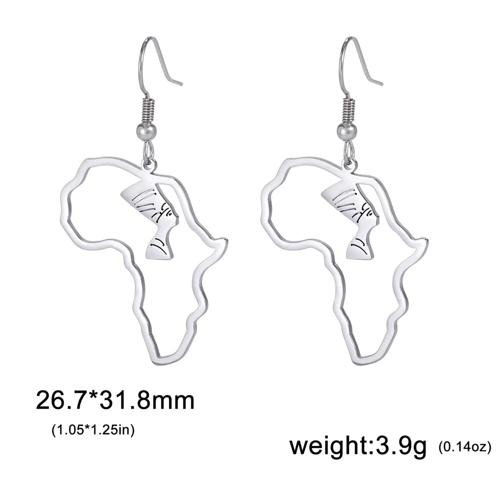 My Shape Africa Map Animal Earrings for Women Lions Elephant Monkey Giraffe Tree Stainless Steel African Jewelry Gifts Female