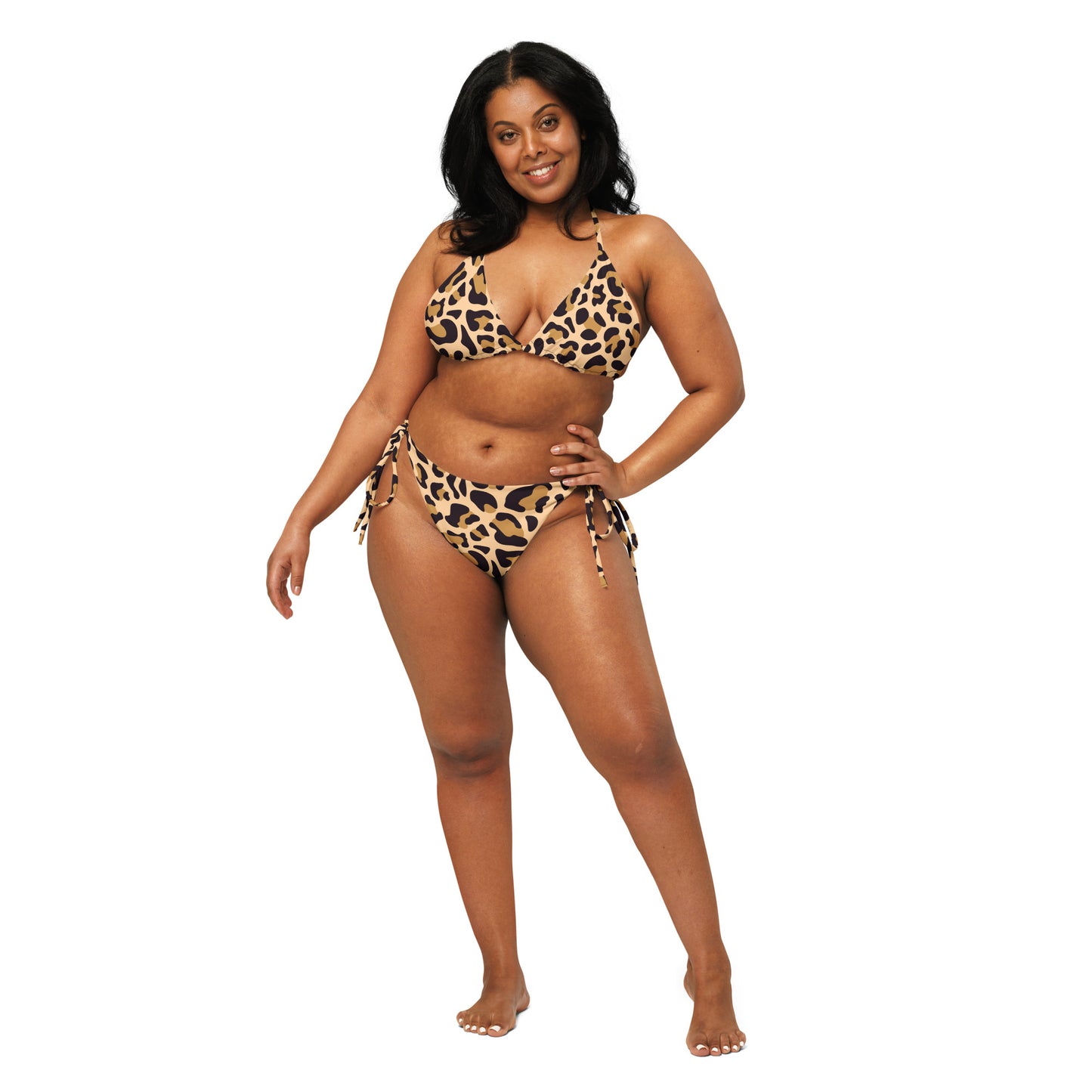 Leopard print recycled string bikini